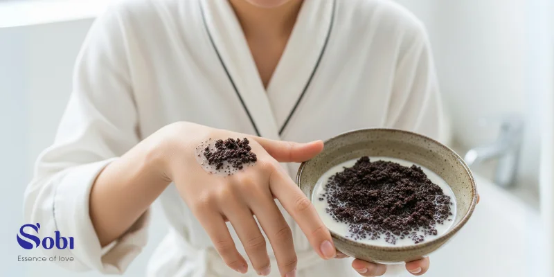 Tắm trắng bằng bã cà phê và sữa tươi không đường